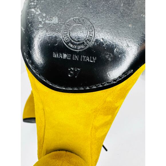 Dries Van Noten Yellow Mustard Suede Mules Slip-On Block Heel Designer EU 37 - Picture 4 of 10